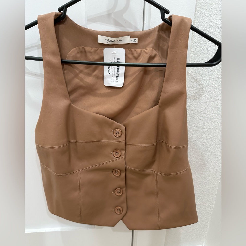 Brown leather vest